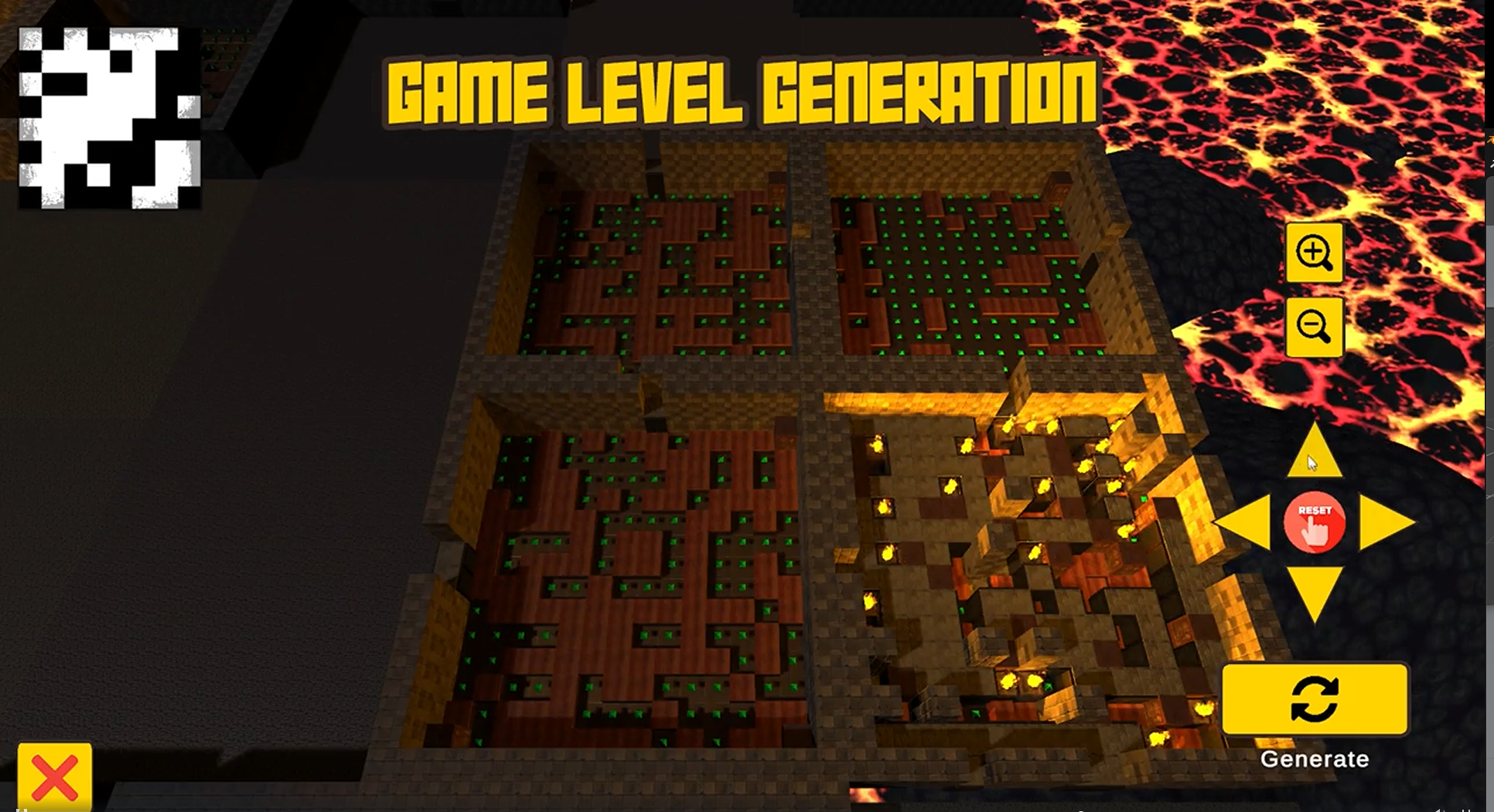 Detailed view of generated dungeon rooms